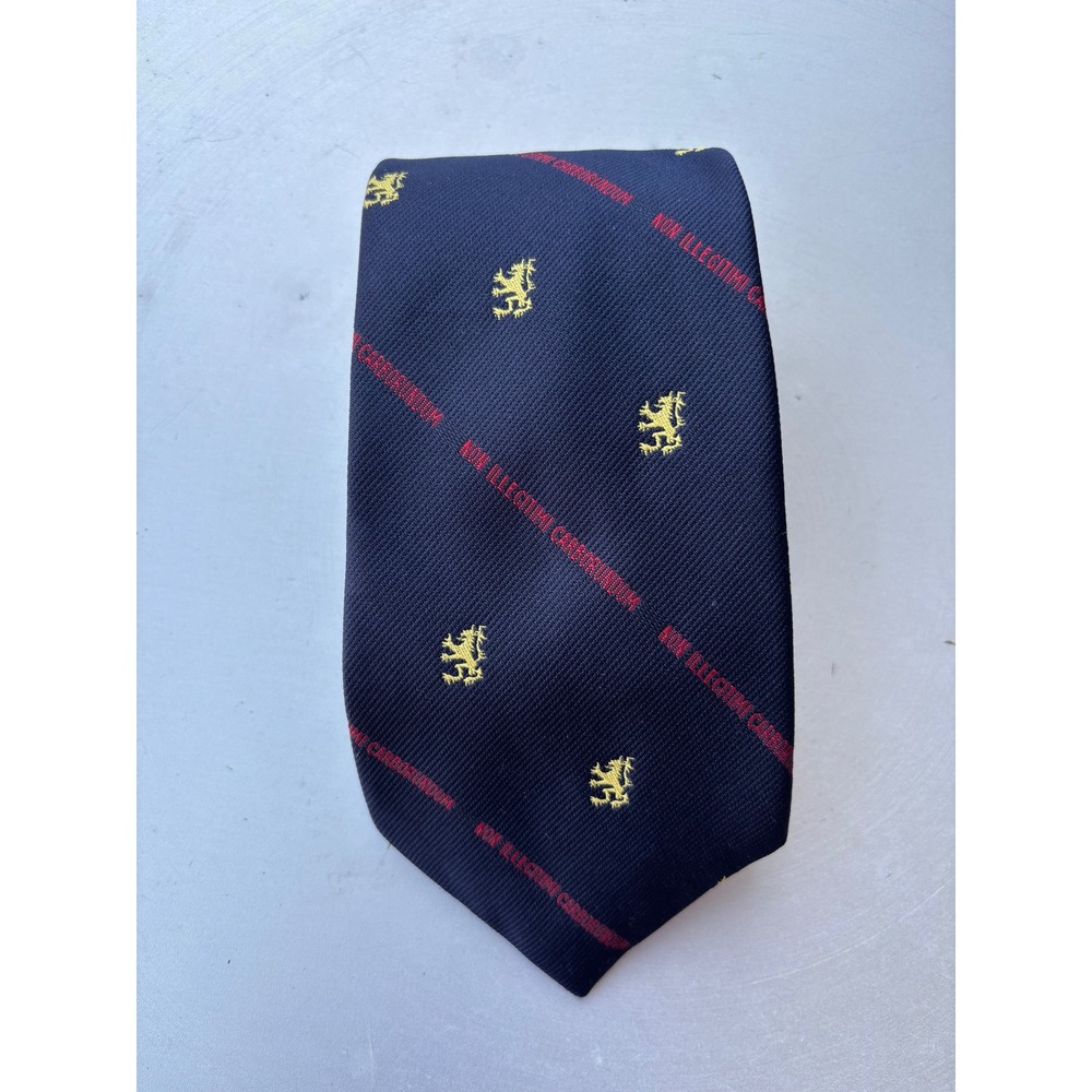 Vintage 1982 Alynn Neckwear Navy Lion Non Illegitimi Carborundum Novelty Tie